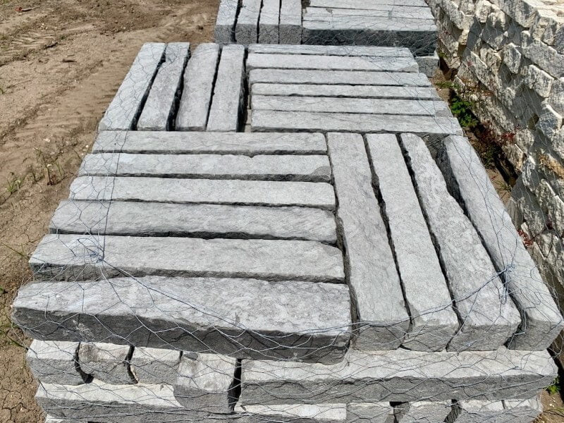 Stone Edging Landscaping Limestone Gray Houston 77099