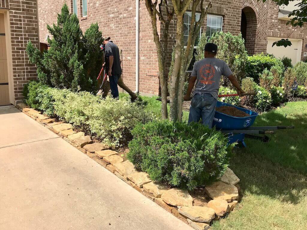 landscape edging dry stack flagstone moss rock houston tx 77407