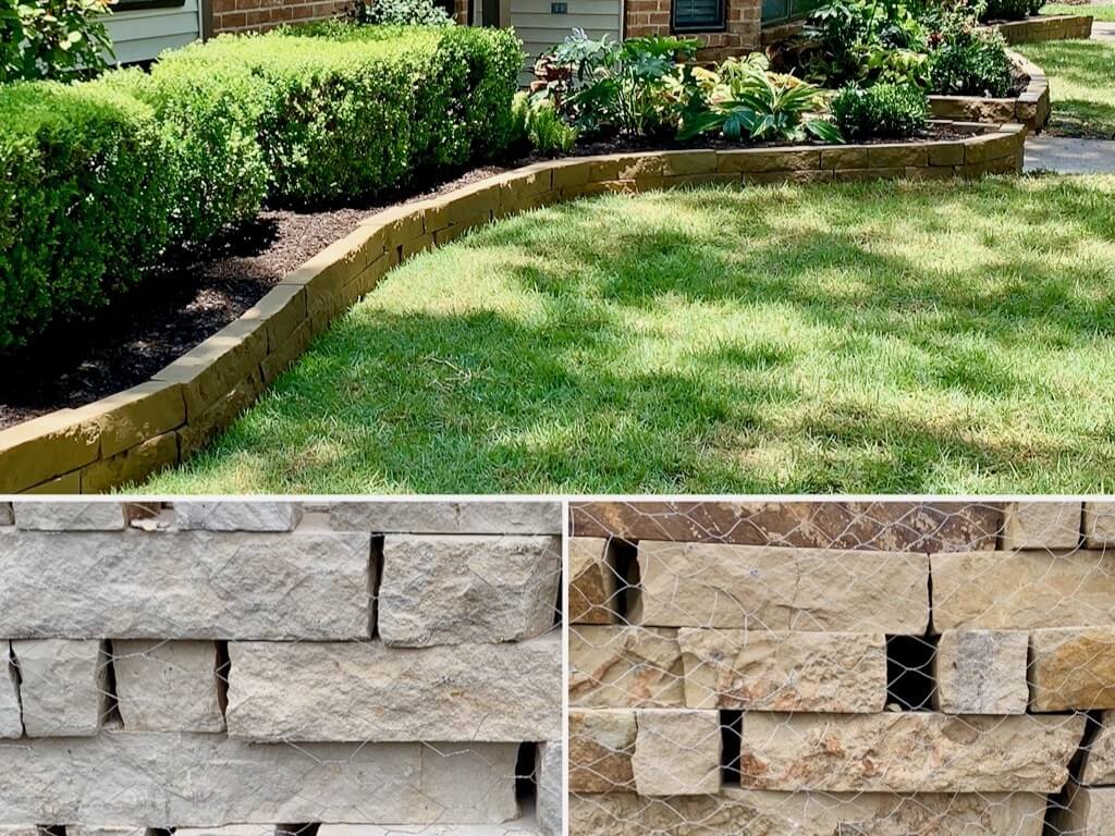 Landscape Edging Chopped Stone Installation Houston Tx 77099