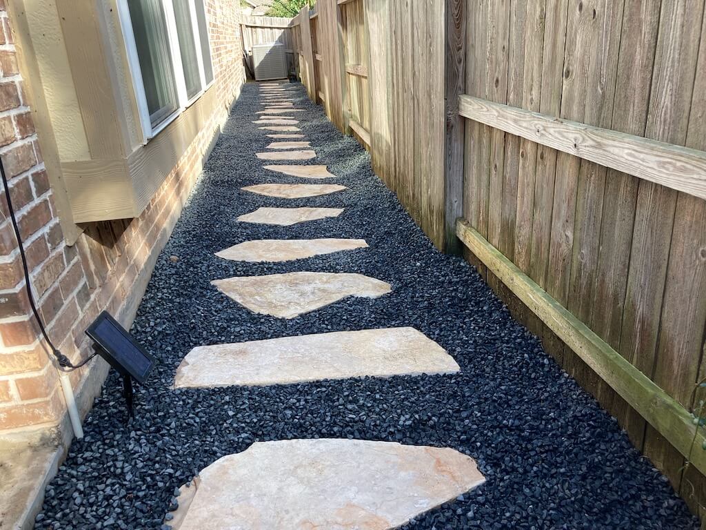 Brown Concrete Paver Walkway With Curshed Granite