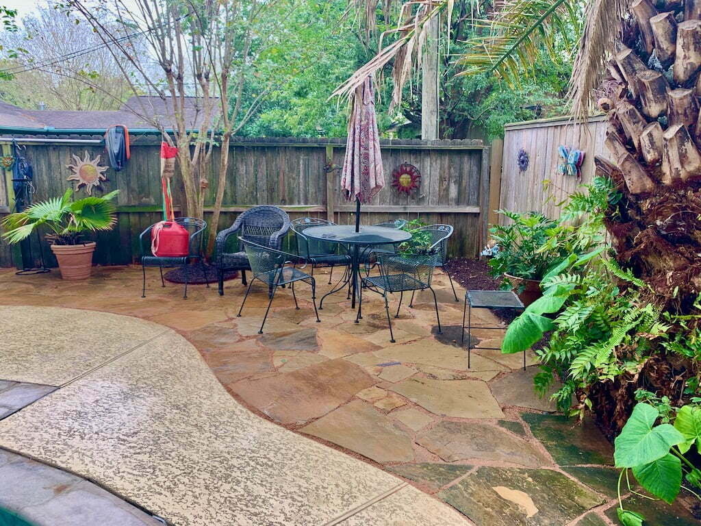 Backyard Landscape Flagstone Paver Patio Houston