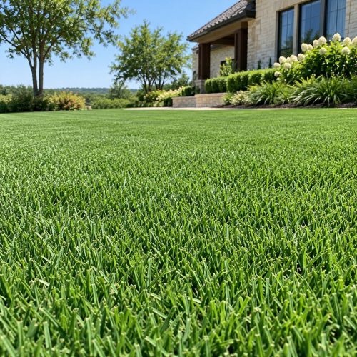 Illustrative view of dense Palisades Zoysia sod-style lawn in Houston Texas