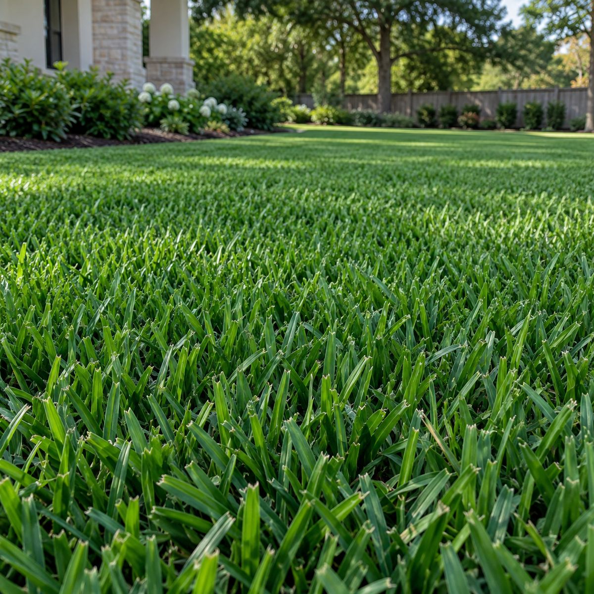 Illustrative view of Palmetto St. Augustine sod-style lawn, Houston Texas sod supply